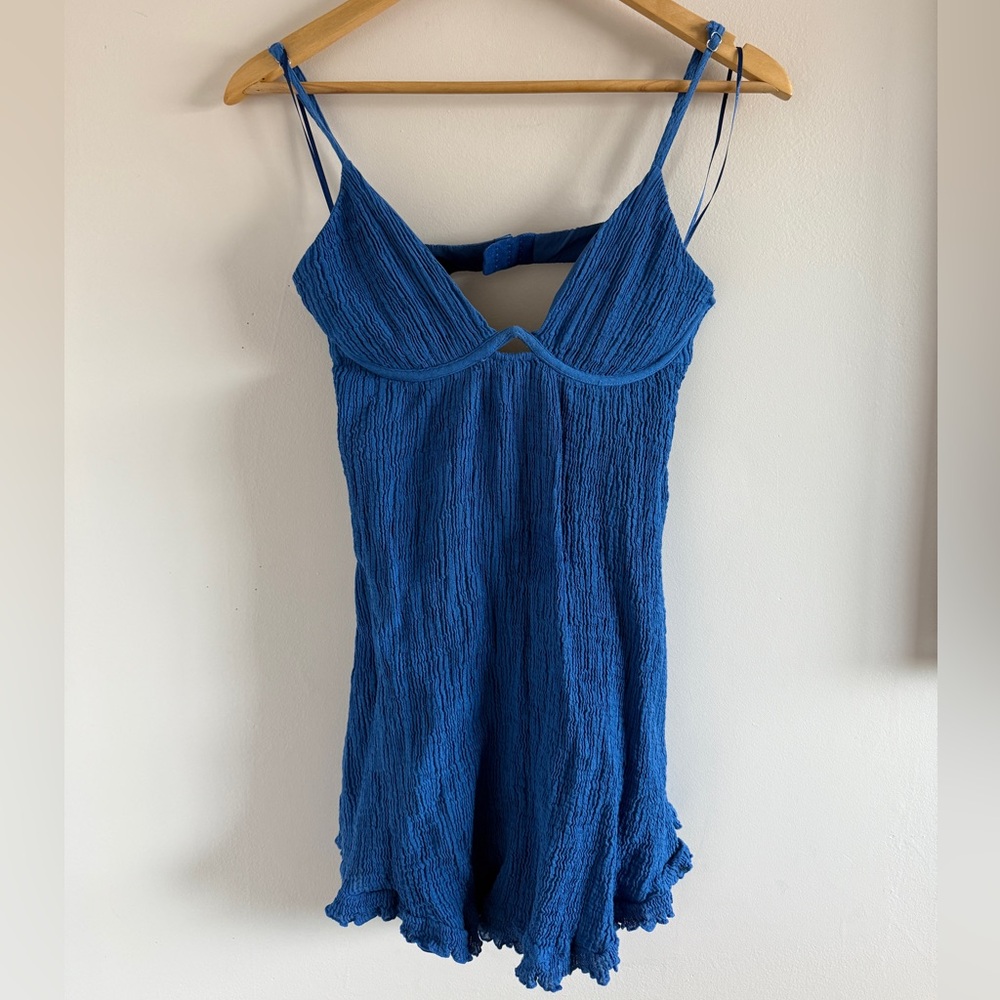 Sky To Moon Blue Textured Mini Dress | Flowy Fit | Size M 💙